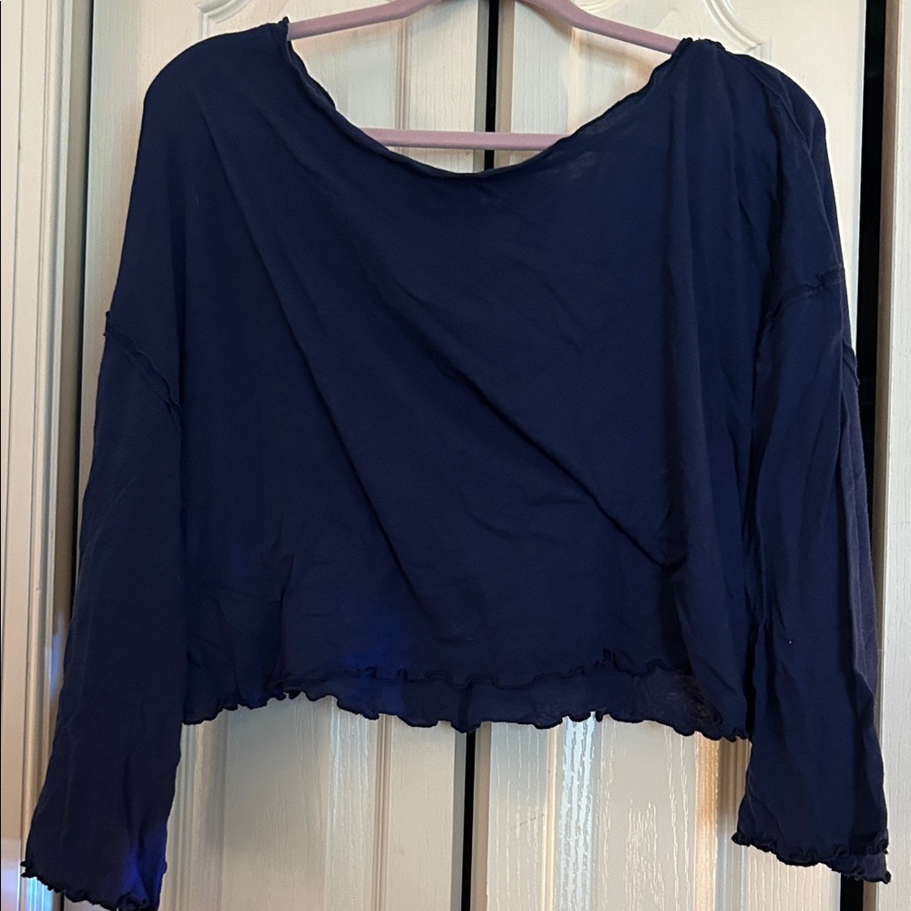 We The Free Navy Blue Flowy Blouse